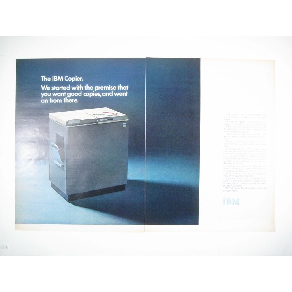 Ibm Copier 1970s Print Ad Office Equipment Wall Art Decor Vintage 2 Page